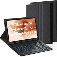 Coque Clavier pour Galaxy Tab S7 Plus-S8 Plus-S7 FE-S7+ 12.4 inches Étui AZERTY Français BT 5.0 Rétroéclairé 7 Couleurs Amovi[O314]