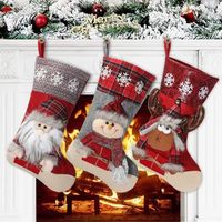 3 bas suspendus de Noël, sacs suspendus de décoration de Noël, sacs cadeaux de décoration de Noël