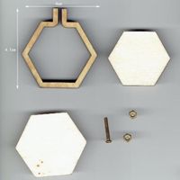 Hexagone 4x4.1cm Mini anneaux de broderie en bois, 10 pièces, cadre carré-ovale-Rectangle, point de croix, pe