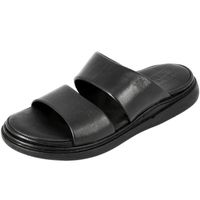 Mules sandales médicales homme en cuir noir - Marque - Modèle - Confortable et élégant - Soulage la douleur