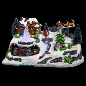 Lot de 5 cartes de No/ël caritatives illumin/ées Motif village victorien