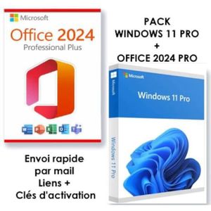 BUREAUTIQUE À TÉLÉCHARGER Pack WINDOWS 11 PRO + OFFICE 2024 PRO Activation À