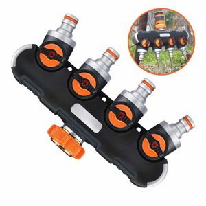 Répartiteur De Tuyau En Y à 2 Voies Avec Vannes Individuelles - Pour Robinet De Jardin 1/2", Diamètre Tuyau 9-25mm - Plastique ABS, Vert