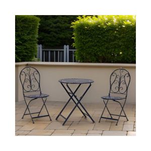 Ensemble table et chaise de jardin Table et chaises de jardin en métal laqué bleu antique Bleu antique