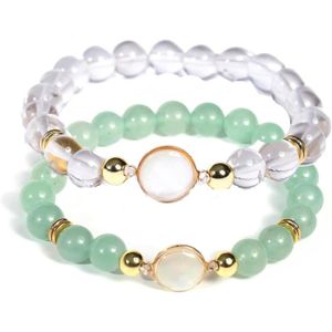 BRACELET - GOURMETTE Bracelet de perles femmes 8mm avec pendentif opale pierres de guérison