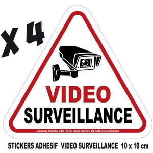 Sticker Alarme Vidéo-Surveillance Autocollant lot de 4 stickers logo 326  adhésif