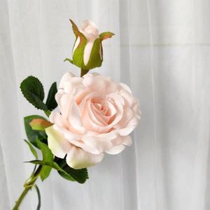 FLEUR ARTIFICIELLE Décoration florale,Plantes artificielles feuilles d'eucalyptus vert Rose branche de fleur bricolage Bouquet - Type light pink rose