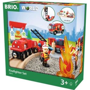 CIRCUIT Brio World Circuit Action Pompier  - Coffret complet 18 pièces - Circuit de train en bois - Ravensburger - Mixte dès 3 ans - 33815