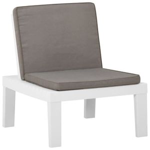 Ensemble table et chaise de jardin Salon de jardin 4 pcs avec coussins Plastique Blanc Type2 MLP