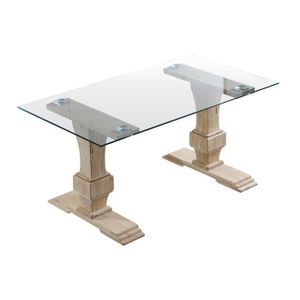 TABLE À MANGER SEULE Table à manger rectangulaire en verre trempé avec 