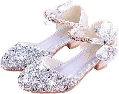 Chaussures Princesse Elsa Paillettes - Sandales Ballet Pour Fille Bleu Rose Argent