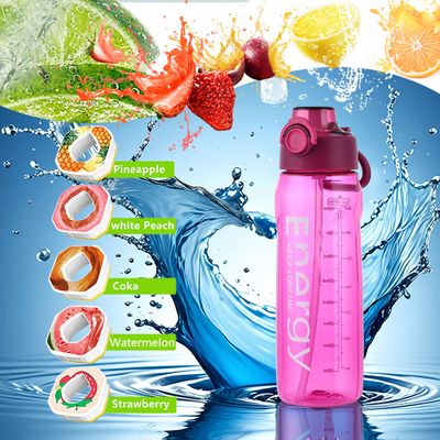 Gourde Sport Avec Capsules Aromatiques - Lot De 7 Parfums Sans Sucre, Sans BPA - Pour Gym, Bureau, Course à Pied