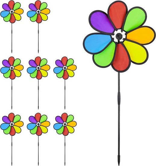 Lot De 2 Moulins à Vent Colorés Relaxdays - Décoration Jardin Enfants