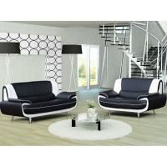 canape 3 2 places design noir et blanc marita achat vente ensemble canapes cdiscount