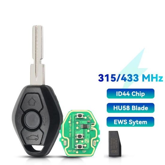 Clé HU58 avec puce - KEYYOU – clé télécommande pour BMW E38 E39 E46 X3 X5 Z3 Z4 série 1-3-5-7, 315-433MHz, Pu