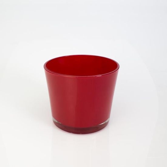 Bougeoir - Pot à orchidée ALENA en verre, rouge, 12,5 cm, Ø 14,5 cm - Cache-pot en verre - Petit vase rouge - INNA Glas