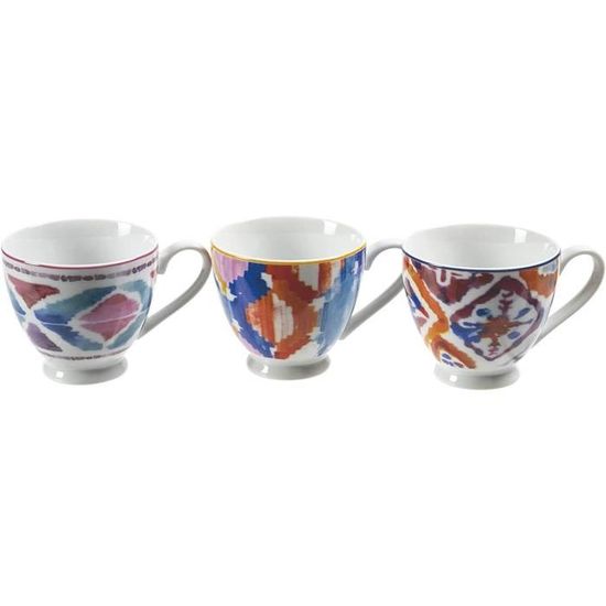 Lot De 6 Tasses à Café Villa D'Este Daily Provence - Porcelaine 60 Ml, Rayures Lavande, Lave-vaisselle Et Micro-ondes Safe