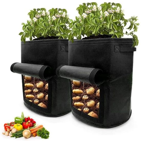 Sac De Plantation Pommes De Terre 10 Gallons Avec Fenêtre Transparente - 3 Petites Pelles Incluses - Pot Pour Tomates