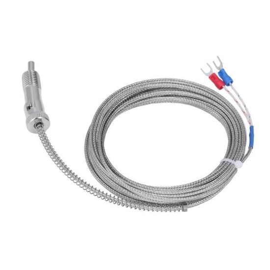Lot De 2 Thermocouples étanches Type K - Sonde Température 0-800°C, Filetage M8, Câble 1,5 M Isolé, Acier Inoxydable