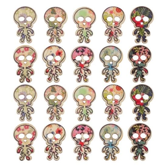 Boutons Scrapbooking Roses - Lot De 20 - 2 Trous - 13 Mm - Résine - Neuf