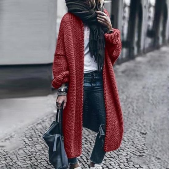 Gilet long rouge femme new arrivals