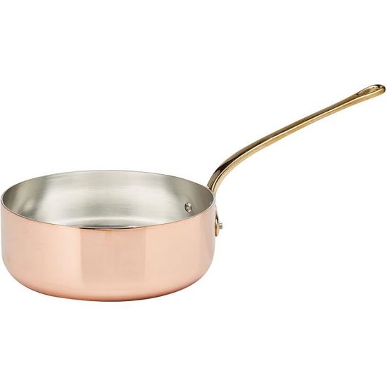 Pot à Risotto Cuivre Étamé 26x8cm 2.8L Creartistic - Fabriqué En Italie Avec 2 Poignées Laiton
