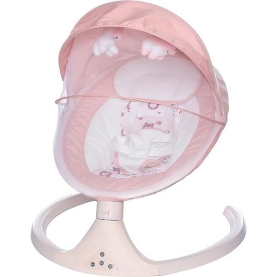 Bioby Transat Balancelle Électrique Bébé 0-12 mois jusqu'à 20KG 5 Vitesses avec Coussin de Siège ROSE