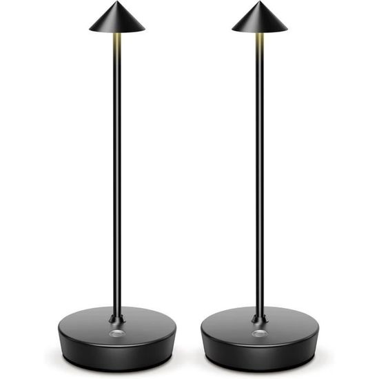 Bojim Lampe de Bureau LED Noir En Aluminium, 3000K Blanche Chaude Lmière Dimmable, Contrôle Tactile, Lampe de Table Rechargeable USB Sans Fil, 3W 240LM Lampe à Poser, IP54 Utilisation Inté-Extérieure