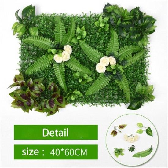 Panneau Mural En Herbe Artificielle Avec Feuilles Et Fleurs - Déco Verte Réaliste Pour Intérieur Et Extérieur