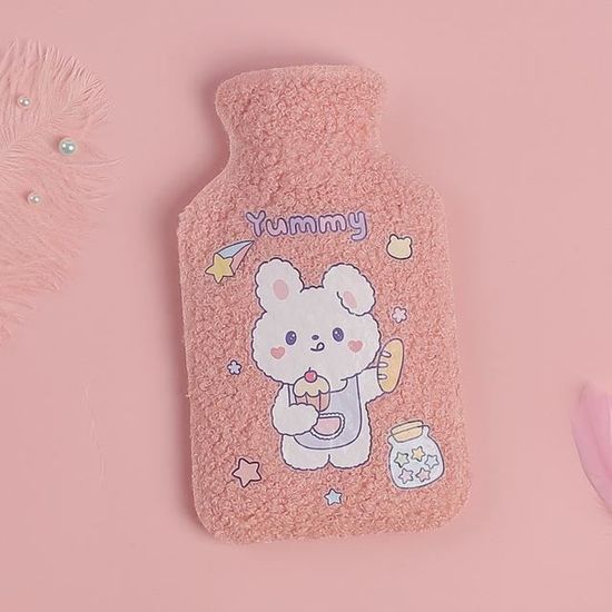 Bouillotte Polaire Licorne Rose 1 Litre - Bouteille Eau Chaude Enfant Avec Masque