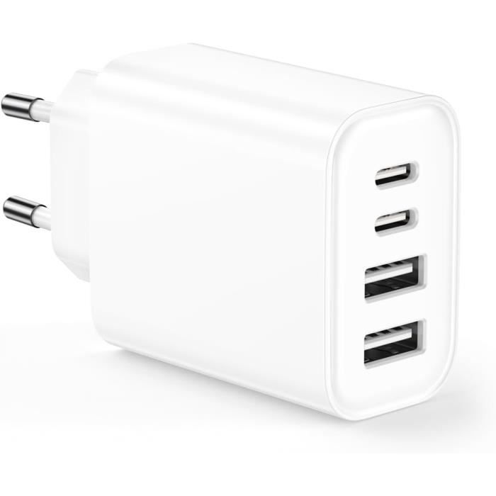 Hama Chargeur rapide 4 ports, 2x USB-C PD/QC, 2x USB-A, 60 W, noir