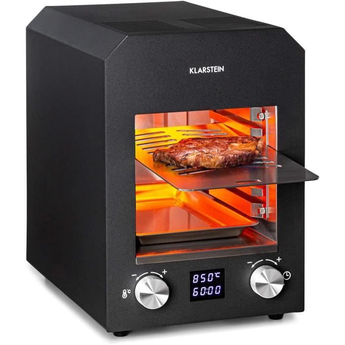 Gril Électrique Klarstein Hannibal - 2200W Température Jusqu'à 850°C - Surface 18,5x30cm