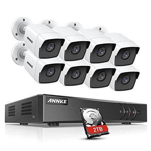 ANNKE 5MP DVR Système Kit de Sécurité 8CH H.265+ avec HDD 2TB et 8 Caméras 5MP de Surveillance à l'épreuve des intempéries,Alarme pa