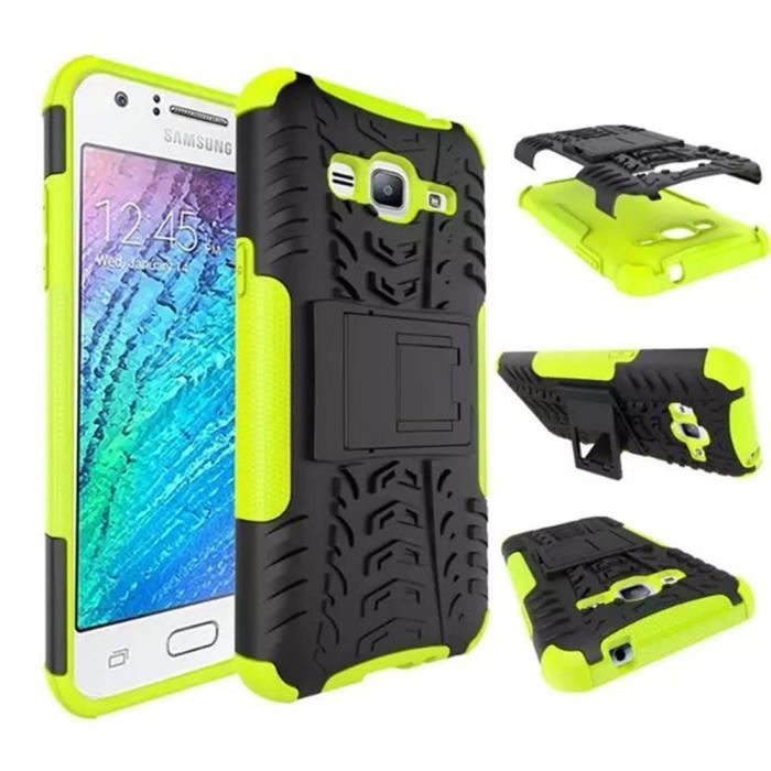 Galaxy J3 2016 Coque Silicone & PC Hybride avec Support Antichoc Protection Pour Samsung Galaxy J3 (2016) J320F J310F - Vert
