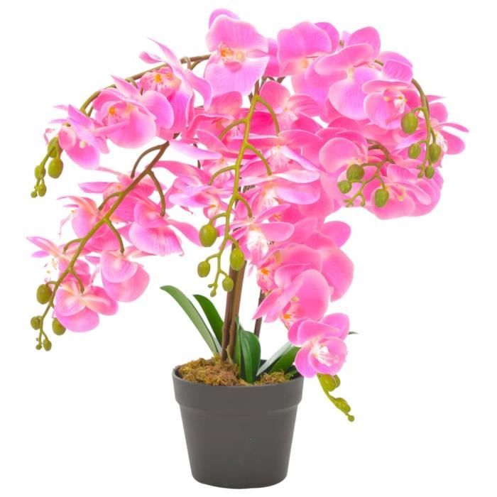 Chic© Plante artificielle Style Contemporain - Fleur Artificielle Herbe artificielle - avec pot Orchidée Rose 60 cm #41245
