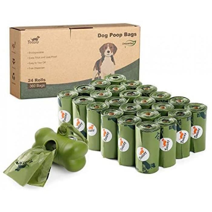 360 Sac Chien Déjection, Sac À Crottes Chien Biodégradable Distributeur De Sac Dejection Canine, Résistant Aux Fuites &Amp Sans Od
