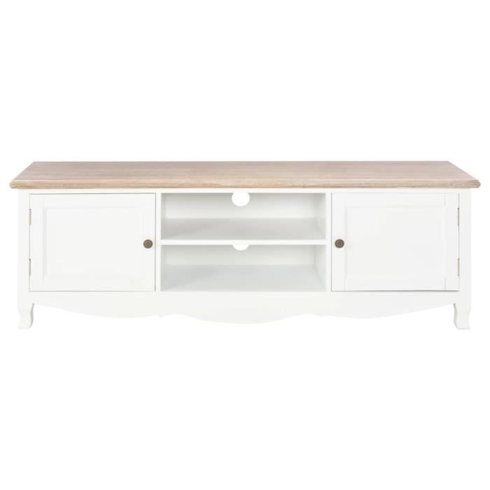 Meuble TV Blanc 120 x 30 x 40 cm Bois-MEE