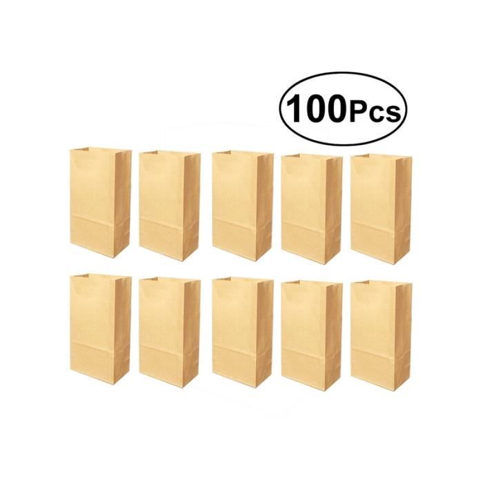 100 pcs sac en papier kraft de qualité alimentaire à toit ouvert gros bonbons emballage
