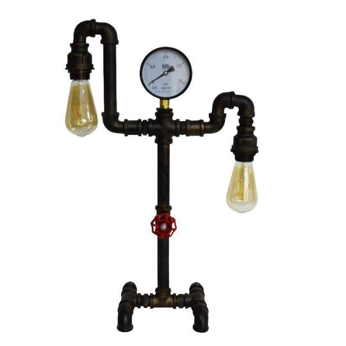 Lampe de table de double tuyauterie Copper E27