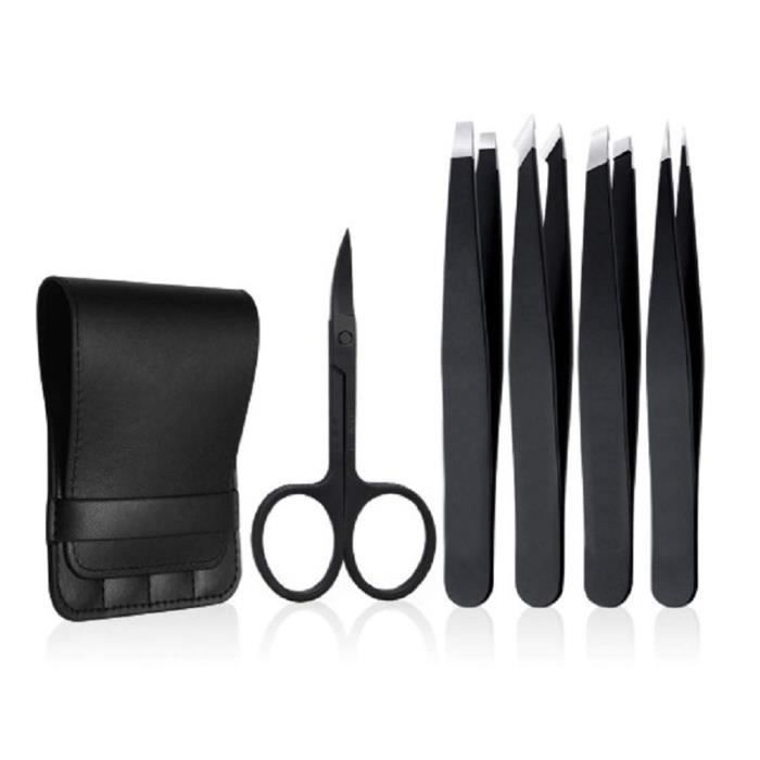 PARENCE - Set épilation des Sourcils - kit professionnel 5 pièces avec ciseau & pinces à épiler/Pincettes de précision poils faciaux