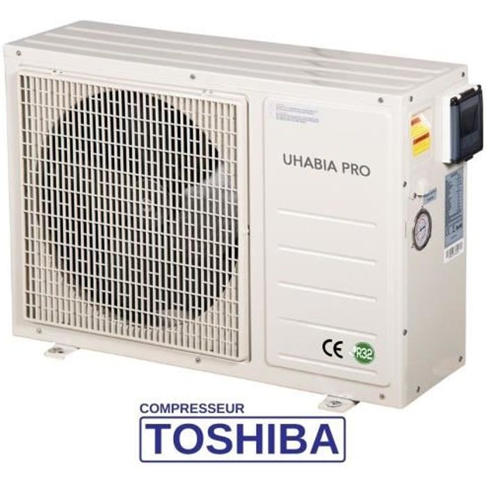 Pompe à chaleur piscine - jusqu'à 30 m3, R32, COP 4.9, Compresseur Toshiba, modèle Uhabia Pro 20 de ByPiscine