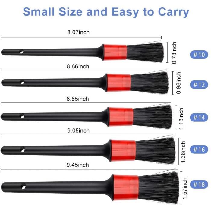 Brosse de Nettoyage pour Voiture,5pcs Pinceau,Cleaner Brush Set pour La Tableau de Bord, Intérieur, Extérieur, Bouches D'aération