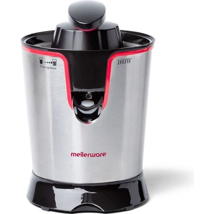 Mellerware Gusto Presse-agrumes électrique à levier, 160W Inox Presse agrumes Inox 2 cônes interchangeables