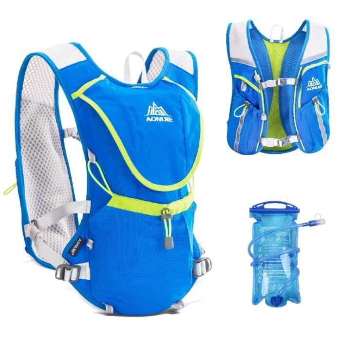 Hydration Pack Sac à Dos Professionnel 8L à l'extérieur Mochilas Trail Marathoner Course à Pied Vélo d'hydratation Gilet, Bleu