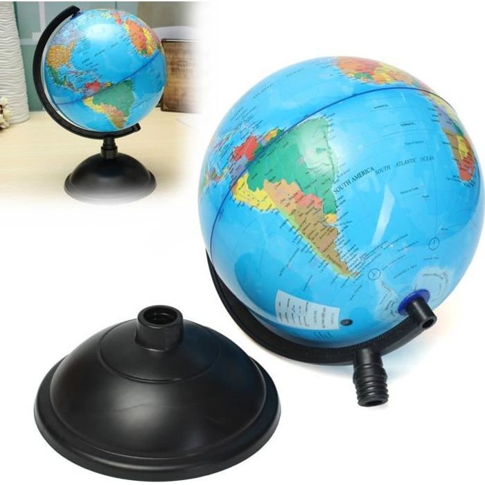 20cm Globe Terrestre Bleu Océan Carte Monde + Base Géographie éducatif Jouet