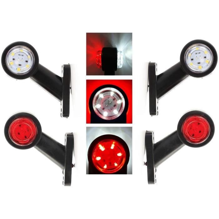 24/7auto 4 X 12V 24V Mini Rouge Blanc Côté Marqueur Lumières LED Contour Lampe Pour Utilitaire Bus Remorque Châssis