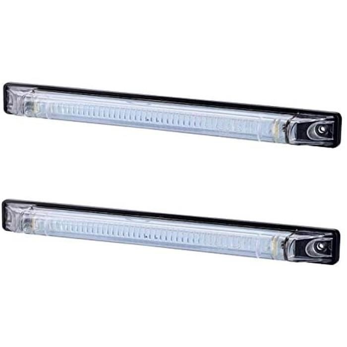 2x Avant 250mm Blanc Contour LED Marqueur Feux Côté Lampe Clignotant Panneau 12V 24V Norme E Camion Remorque Châssis Caravane