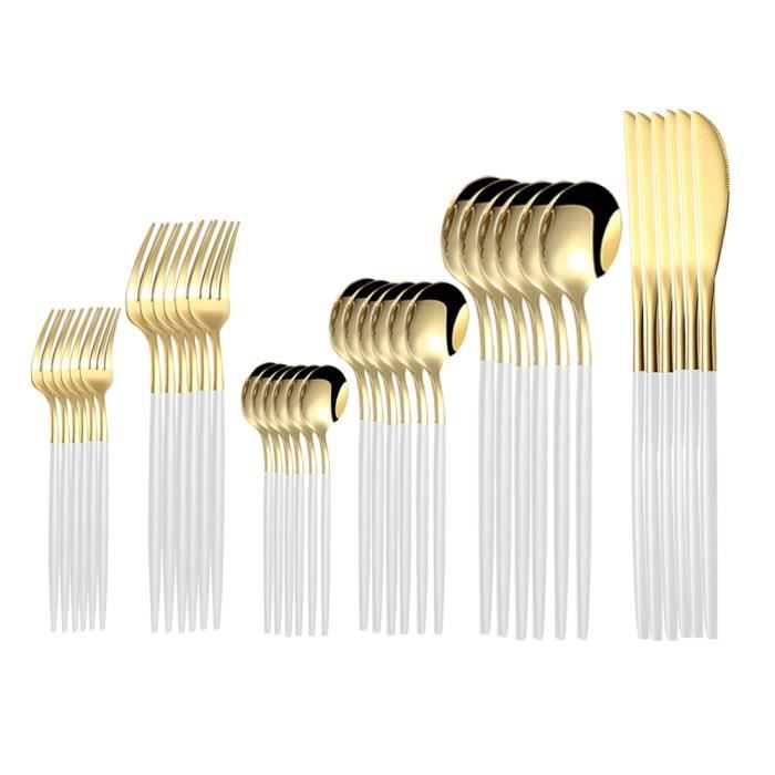 Or couleur 4 ensembles Couverts Noirs en acier inoxydable, 16 pièces, Vaisselle Noire, Fourchette, Cuillère,