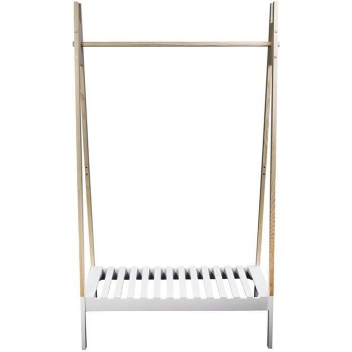 THE HOME DECO FACTORY Portant à vêtement en bois - 100 x 46 x 170 cm - Blanc
