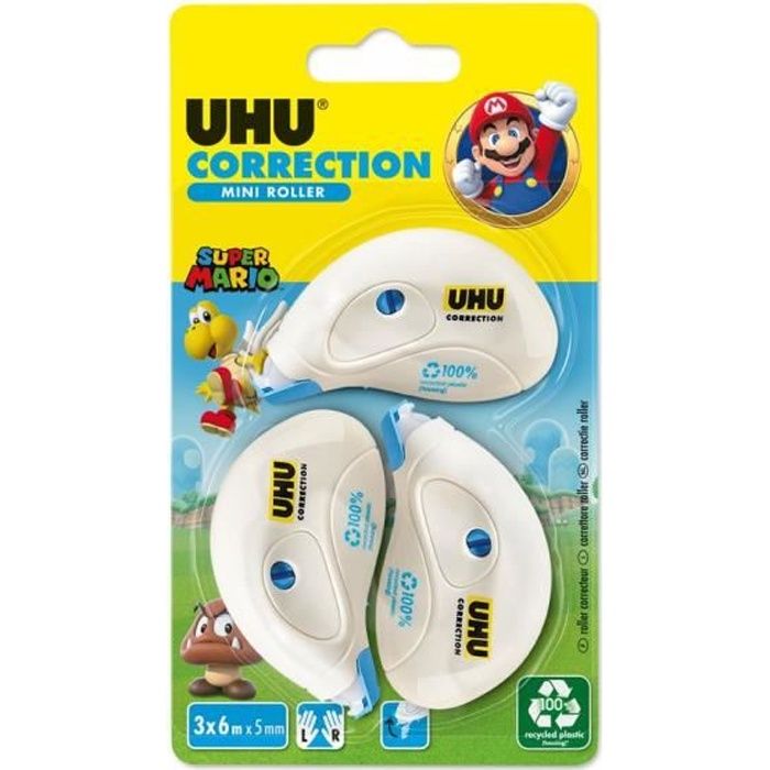 UHU LOT DE 3 ROLLERS CORRECTEUR MINI 6mx5mm